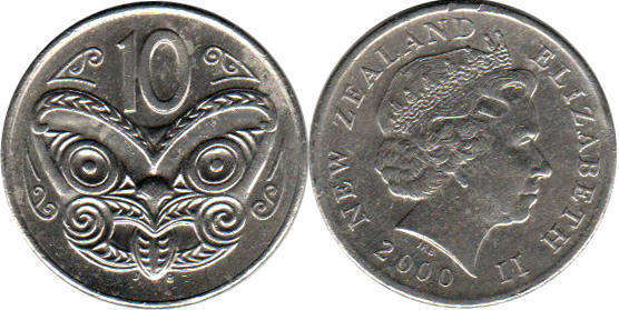 монета Новая Зеландия 10 центов 2000