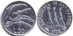 монета Сан-Марино 50 лир 1975