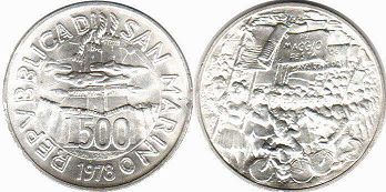 монета Сан-Марино 500 лир 1978