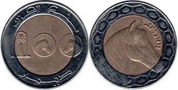 монета Алжир 100 динаров 2015