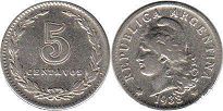 монета Аргентина 5 сентаво 1938