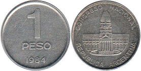 монета Аргентина 1 песо 1984
