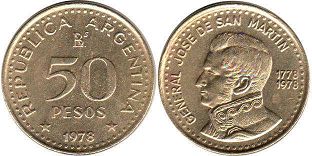 монета Аргентина 50 песо 1978