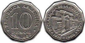 монета Аргентина 10 песо 1966