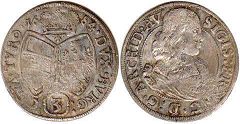 монета Австрия 3 крейцера 1664