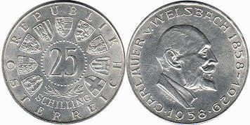 монета Австрия 25 шиллингов 1958