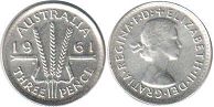 монета Австралия 3 пенса 1961