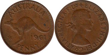 монета Австралия 1 пенни 1961