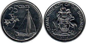 монета Багамы 25 центов 2015