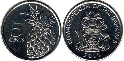 монета Багамы 5 центов 2015