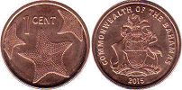 монета Багамы 1 цент 2015