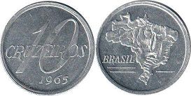 монета Бразилия 10 крузейро 1965