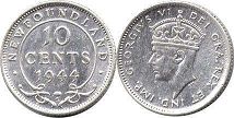 монета Ньюфаундленд 10 центов 1944