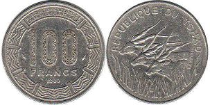 монета Чад 100 франков 1980