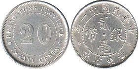 монета Китай 20 центов 1922