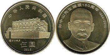 монета Китай 5 юаней 2016
