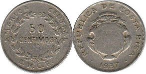 монета Коста-Рика 50 сентимо 1937