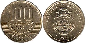 монета Коста Рика 100 колонов 2000