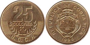 монета Коста Рика 25 колонов 1995