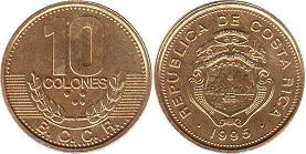 монета Коста Рика 10 колонов 1995