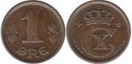 монета Дания 1 эре 1916