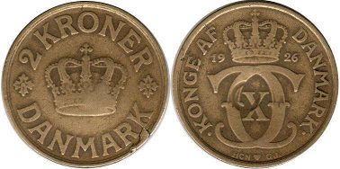 монета Дания 2 кроны 1926