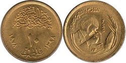 монета Египет 10 милльемов 1978