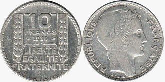 монета Франция 10 франков 1930