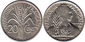 монета Французский Индокитай 20 центов 1941