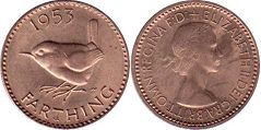 монета Великобритания 1 фартинг 1953