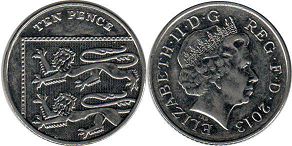 монета Великобритания 10 пенсов 2013