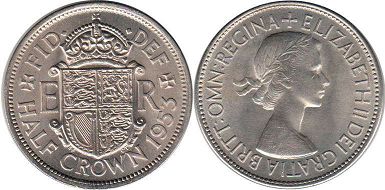 монета Великобритания 1/2 кроны 1953