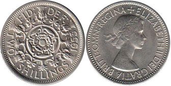 монета Великобритания 2 шиллинга 1953