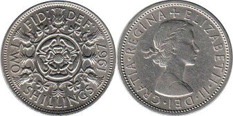 монета Великобритания 2 шиллинга 1967