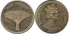 монета Гибралтар 1 фунт 2015