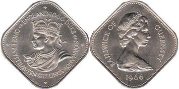 монета Гернси 10 шиллингов 1966