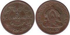 монета Гондурас 2 сентаво 1949
