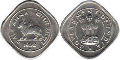 монета Индия 1/2 анны 1950