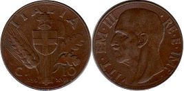 монета Италия 10 чентизими 1939