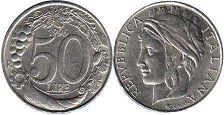 монета Италия 50 лир 1996