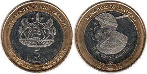 монета Лесото 5 малоти 2016