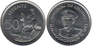 монета Лесото 50 лисенте 1983