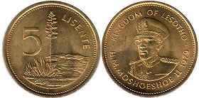 монета Лесото 5 лисенте 1979