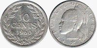 монета Либерия 10 центов 1960