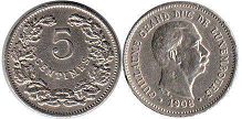 монета Люксембург 5 сантимов 1908