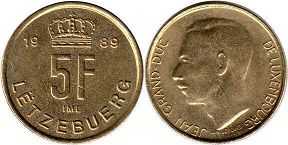 монета Люксембург 5 франков 1989