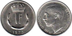 монета Люксембург 1 франк 1973