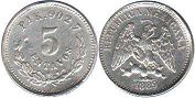 монета Мексика 5 сентаво 1889