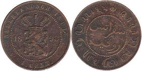 монета Голландская Ост-Индия 1 цент 1896