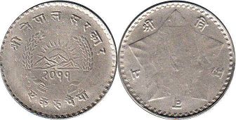 монета Непал 1 рупия 1954